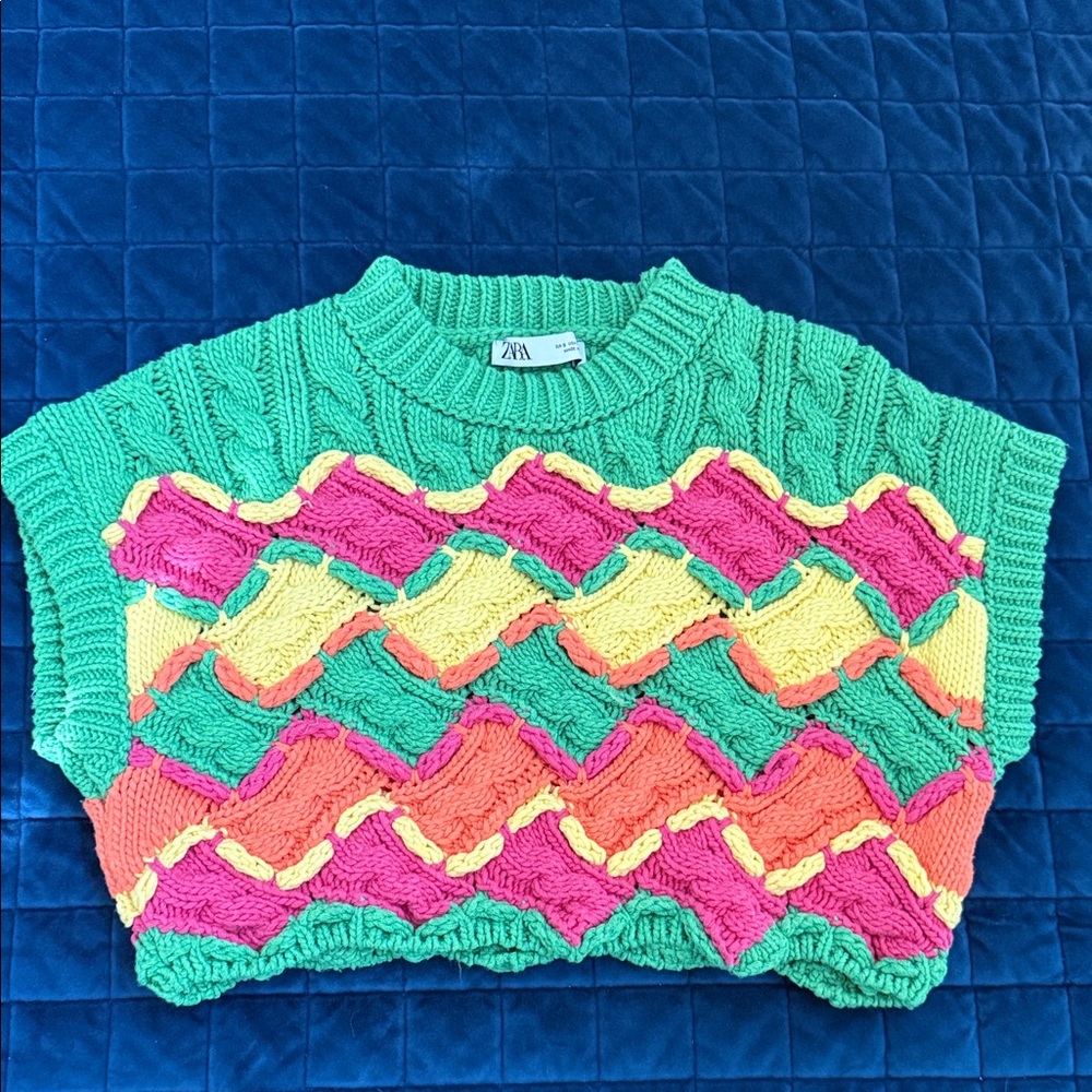 Zara Multicolor Knit Sweater Vest